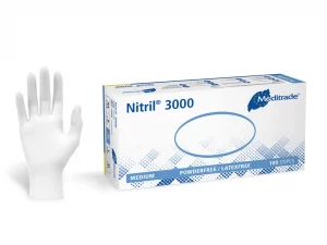 Nitril® 3000 Untersuchungshandschuh Farbe weiss, puderfrei, nicht steril 100 Stk. Dispenser