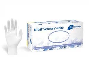 Nitril® Sensory® White tastsensible Untersuchungshandschuhe aus Nitril, weiss, puderfrei, nicht steril, 200 Stk. Dispenser.