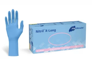 Nitril® x-long langer Untersuchungshandschuh aus Nitril, blau, puderfrei, nicht steril 100 Stk. Dispenser
