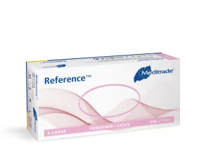Reference™ GEPUDERTER Untersuchungshandschuh aus Latex, nicht steril, puderfrei, 100 Stk. Dispenser