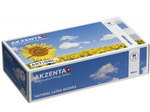 ART ONE SUNFLOWER LATEX GLOVES Untersuchungshandschuh aus Latex, nicht steril, puderfrei, 100 Stk. Dispenser