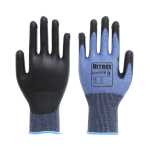 Nitrex 241PC18 (241PC18*) PU-Handflächenbeschichtung · Nahtloses 18-Gauge-Futter Schnittfestigkeitslevel C · Atmungsaktiv · Ultraleicht