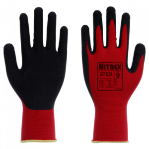 Nitrex 275D (275D*) Latexschaum-Handflächenbeschichtung · Nahtloses 15-Gauge-Futter Enge Passform · Fingerfertigkeit