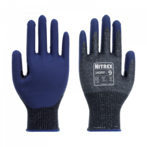 Nitrex 340RF (340RF*) Nitrilschaum-Handflächenbeschichtung · nahtloses 13-Gauge-Futter Schnittfestigkeitslevel D · Touchscreen-kompatibel · verstärkter Daumenbereich · NitreGuard®-Technologie · Sanitized® Actifresh